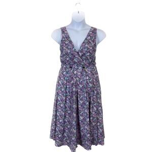 Jumper Dress sz M Handmade Purple Floral Vintage Cottagecore Miss Honey Pockets